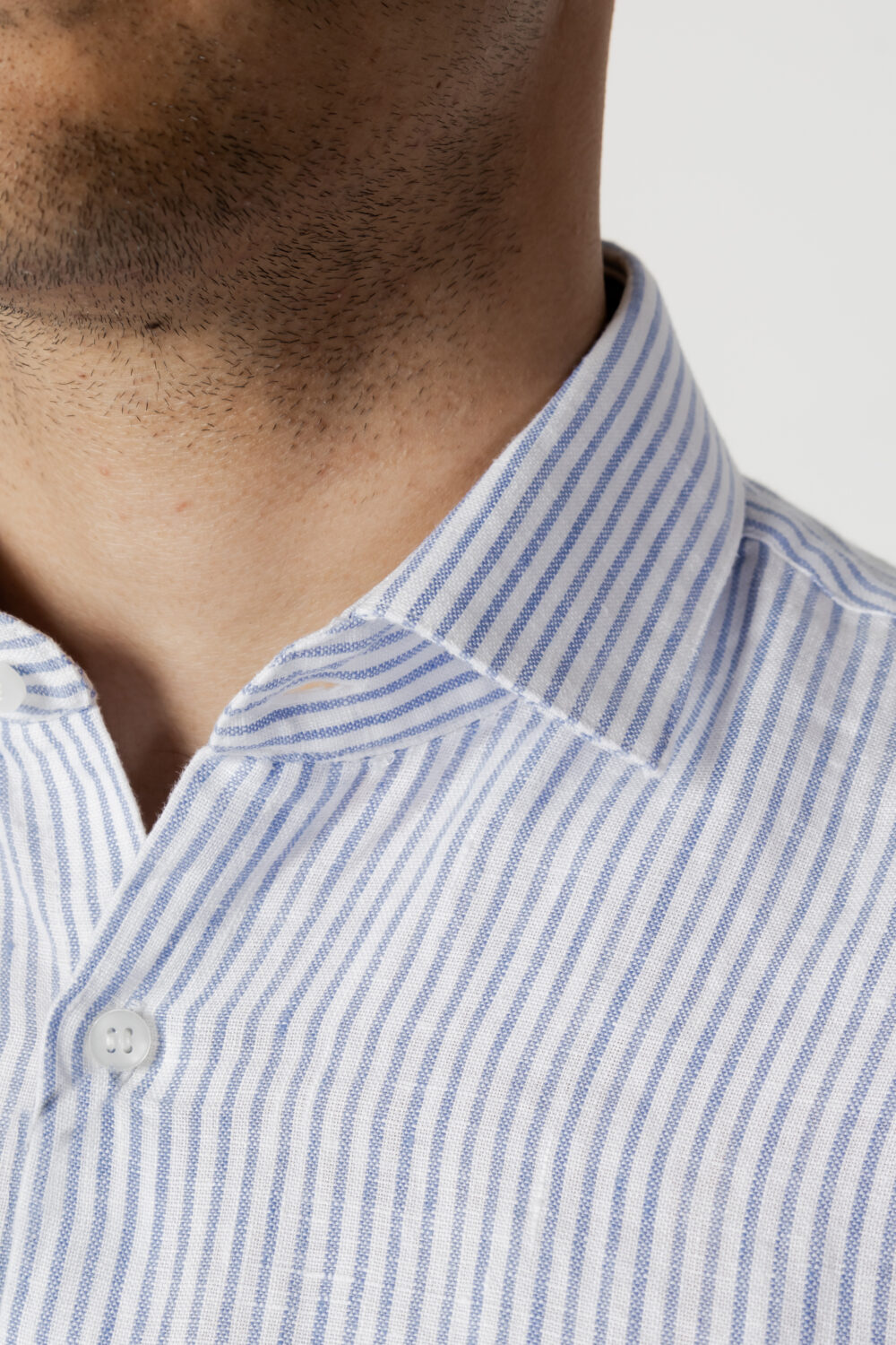 Camicia manica lunga Calvin Klein linen stripe slim shirt Blu - Foto 5