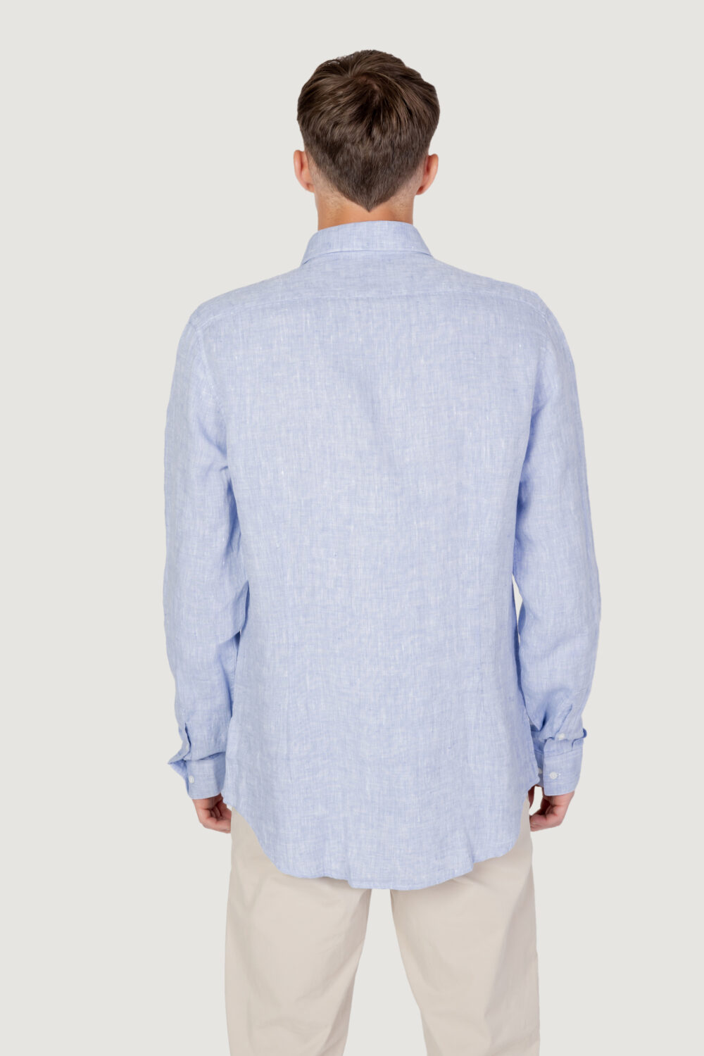 Camicia manica lunga Calvin Klein linen solid slim Blu Chiaro - Foto 3
