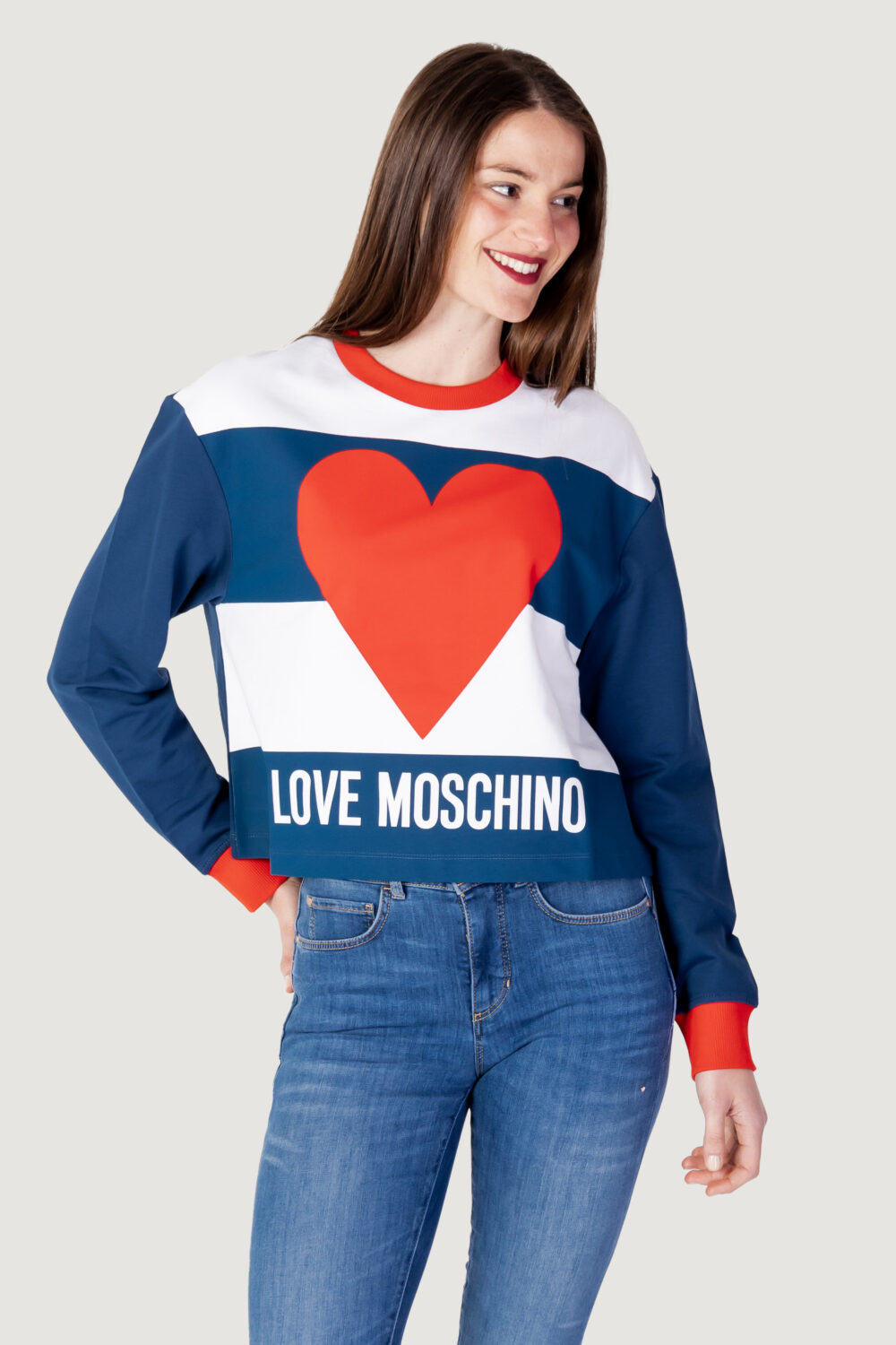 Felpa senza cappuccio Love Moschino central heart Blu - Foto 1