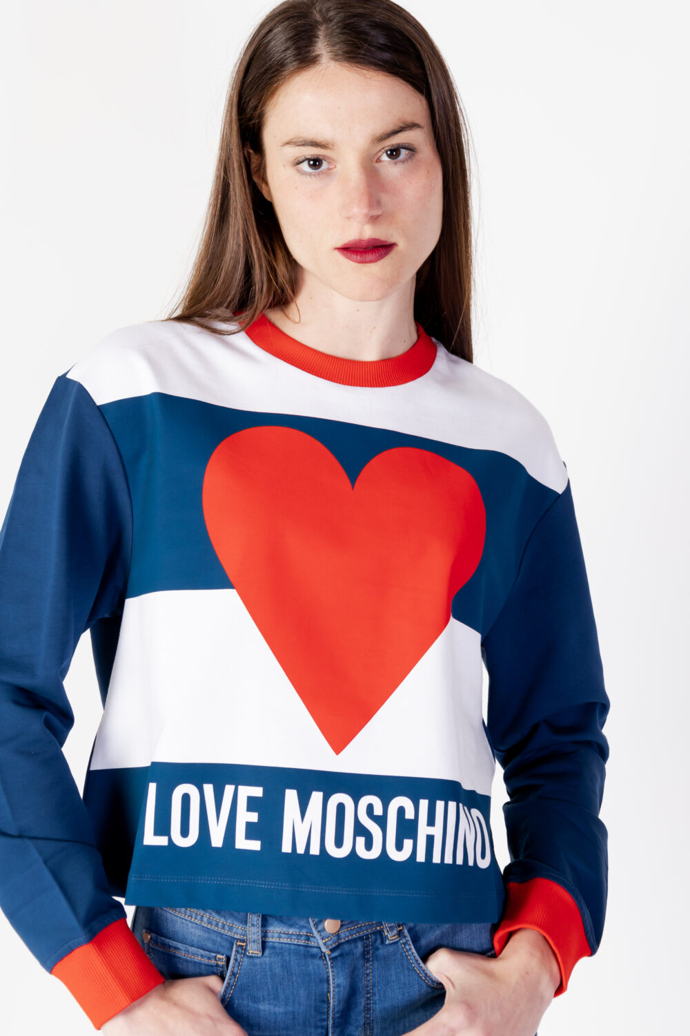 Felpa senza cappuccio Love Moschino central heart Blu - Foto 3
