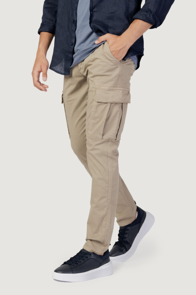 Pantaloni Borghese cargo long twill stretch regular fit Beige