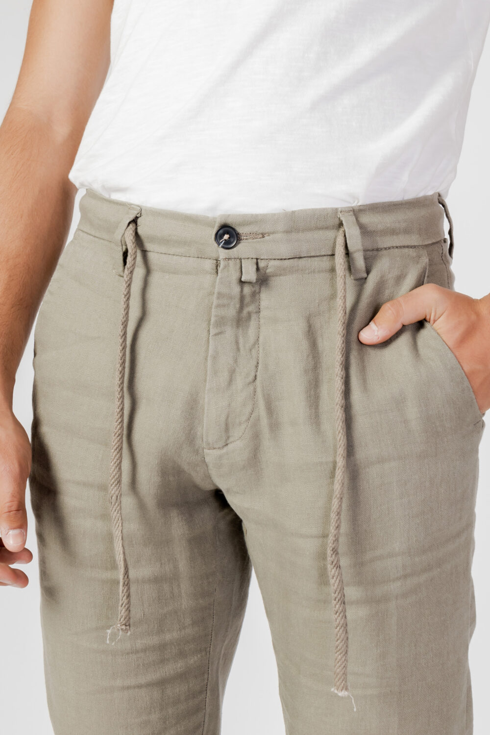 Pantaloni Borghese pantalaccio lino regular fit VERDE SALVIA - Foto 4