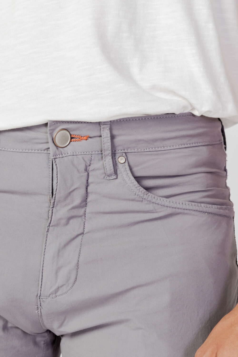 Pantaloni skinny Borghese 5 pockets popeline stretch Grigio Chiaro - Foto 3