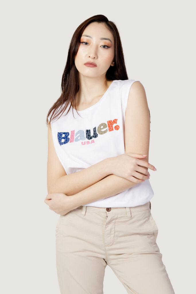 T-shirt Blauer. logo frammentato Bianco