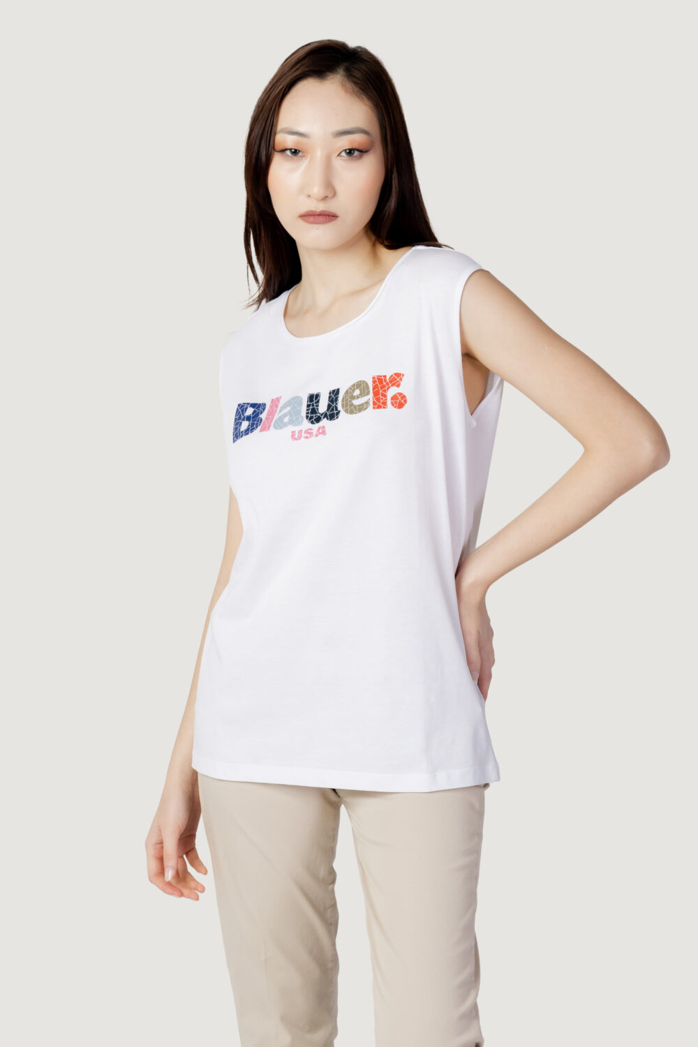 T-shirt Blauer. logo frammentato Bianco - Foto 3