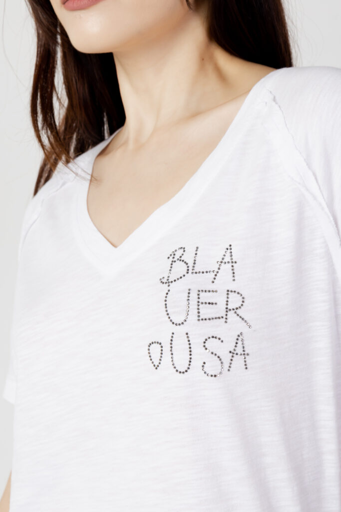 T-shirt Blauer. logo laterale Bianco