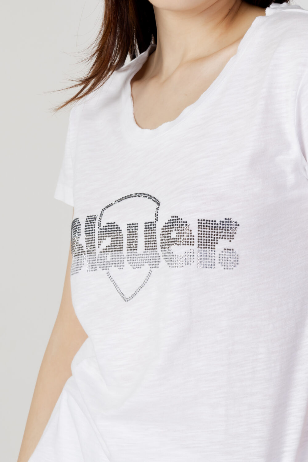 T-shirt Blauer. logo paillettes Bianco - Foto 3
