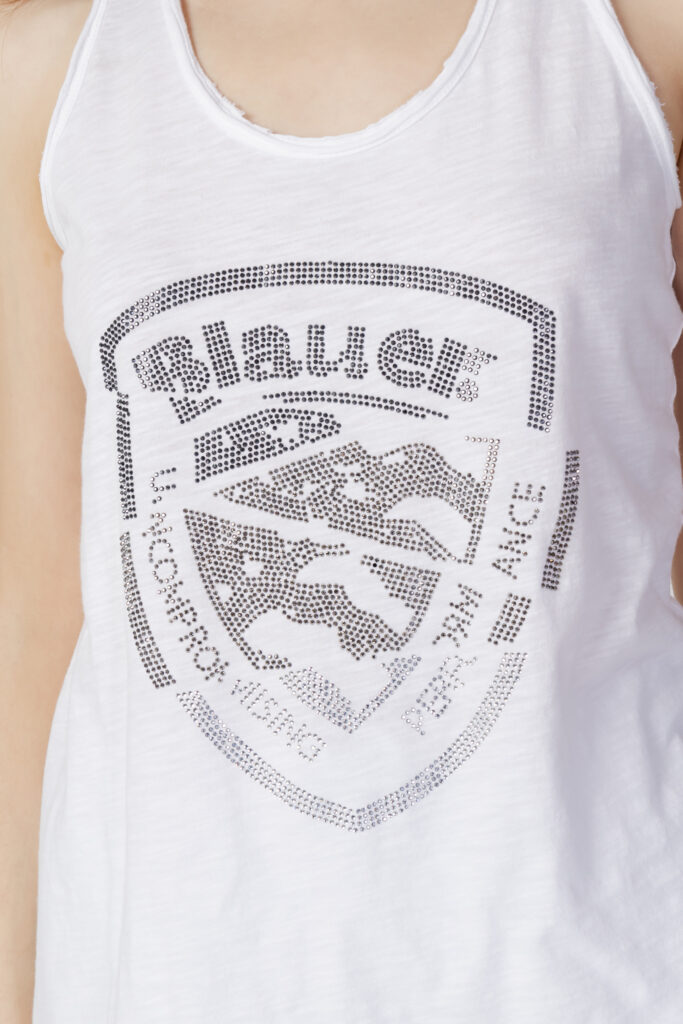 T-shirt Blauer. logo paillettes Bianco