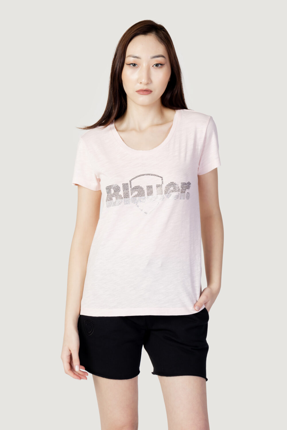 T-shirt Blauer. logo paillettes Rosa - Foto 1