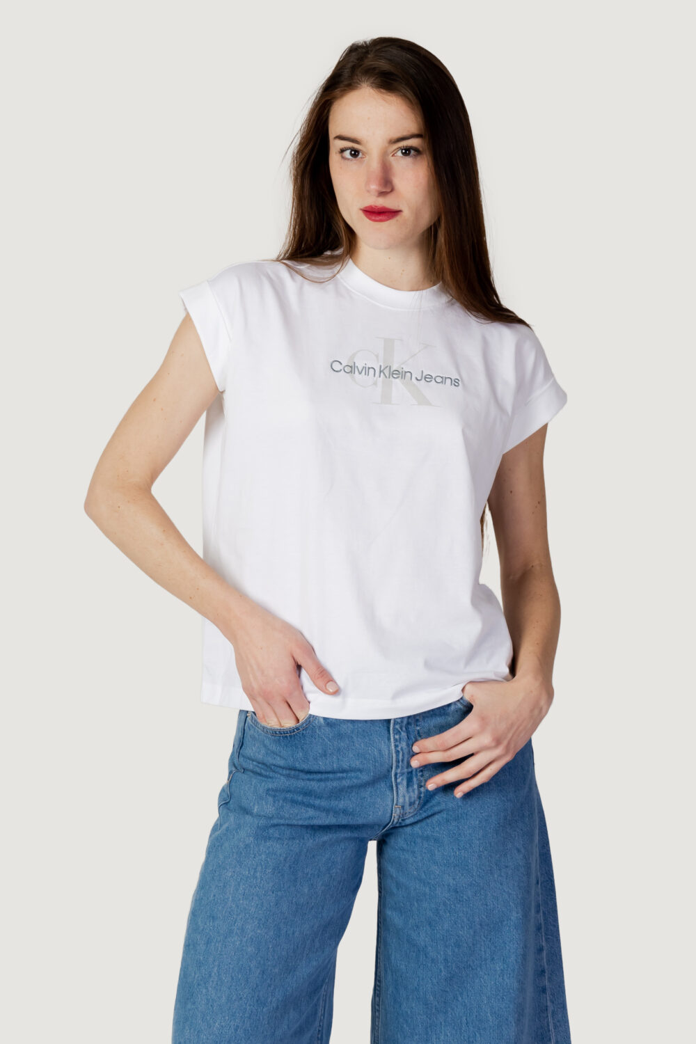 T-shirt Calvin Klein Jeans archival monologo re Bianco - Foto 1