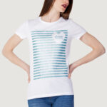 T-shirt Love Moschino glitter stripes Bianco - Foto 1