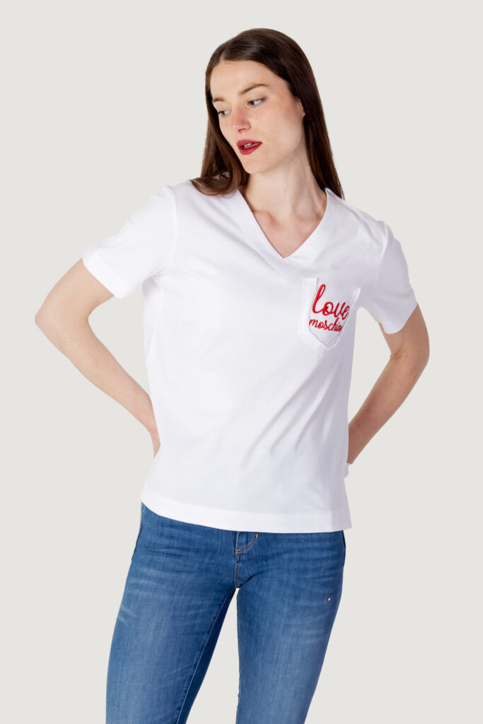 T-shirt Love Moschino ricamo logo Bianco