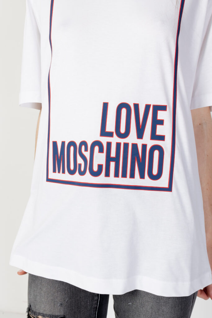 T-shirt Love Moschino stampa logo box  Bianco