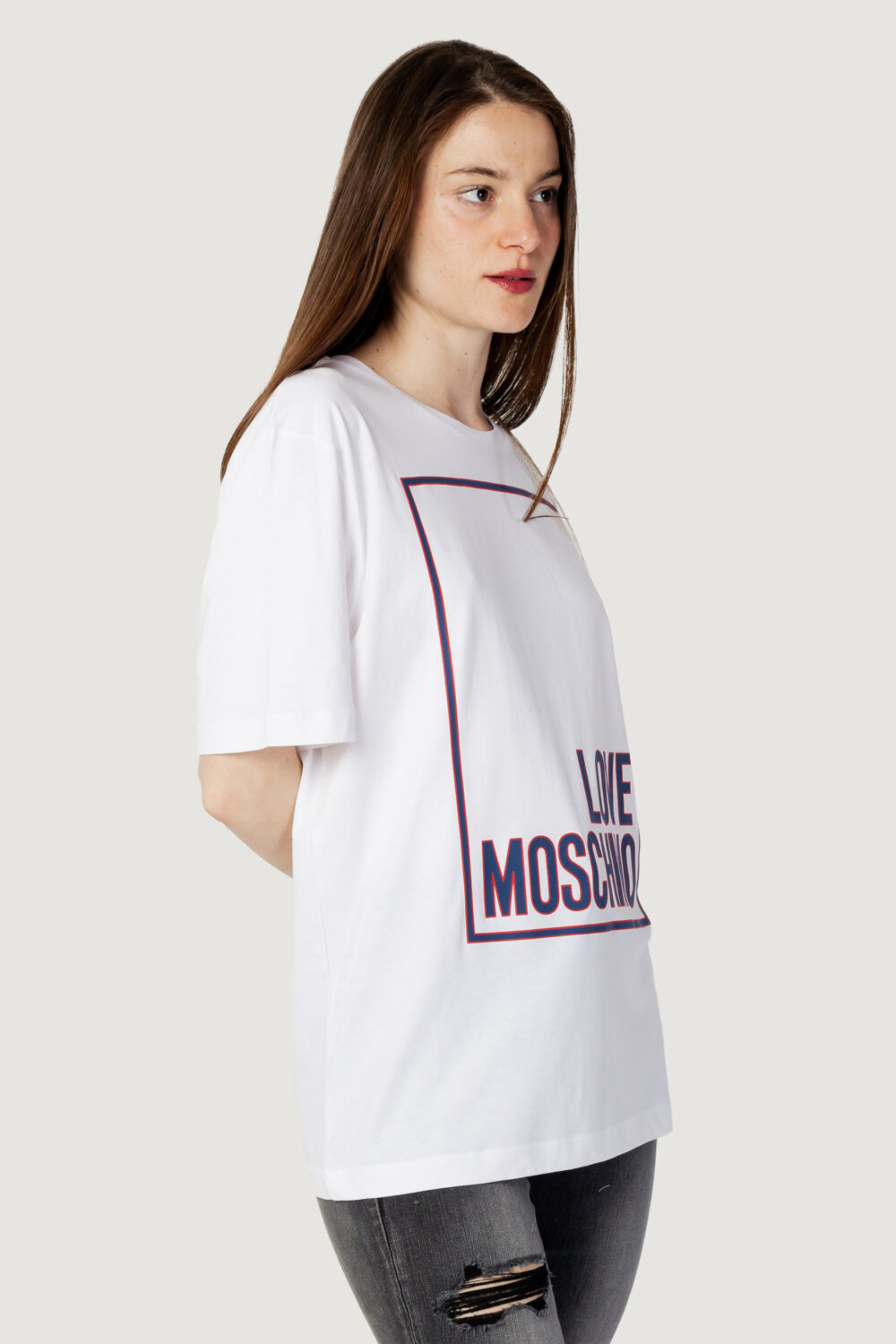 T-shirt Love Moschino stampa logo box Bianco - Foto 3