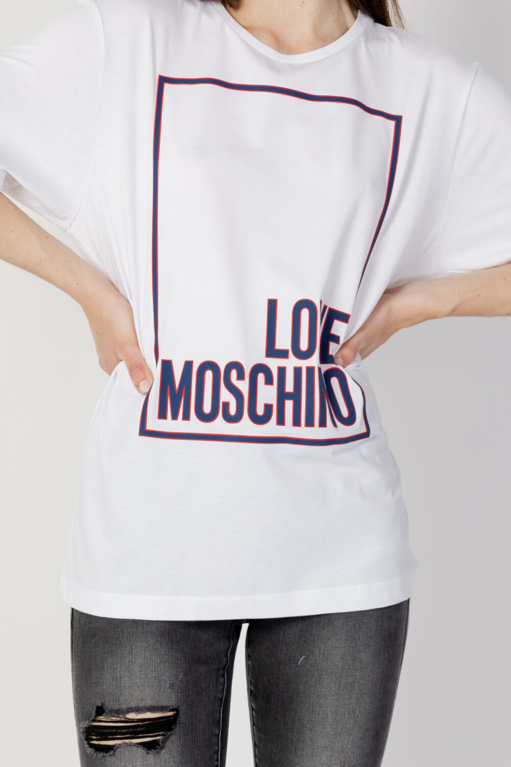 T-shirt Love Moschino stampa logo box Bianco - Foto 5