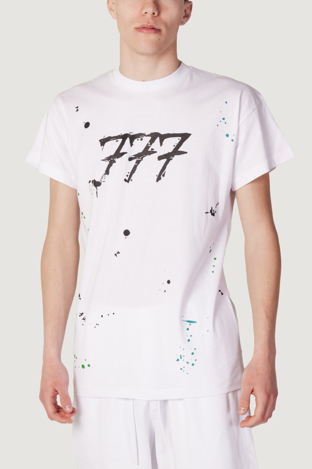 T-shirt Triplosette 777 stampa logo Bianco - Foto 1