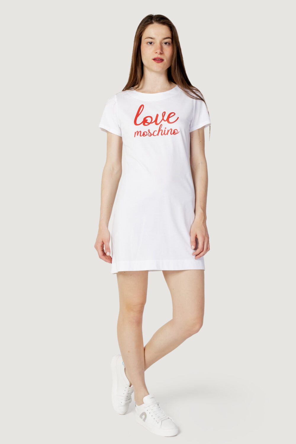 Vestito corto Love Moschino stampa logo Bianco - Foto 1