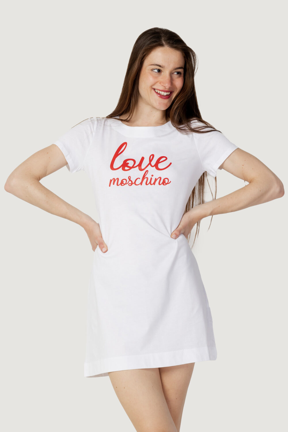 Vestito corto Love Moschino stampa logo Bianco - Foto 4