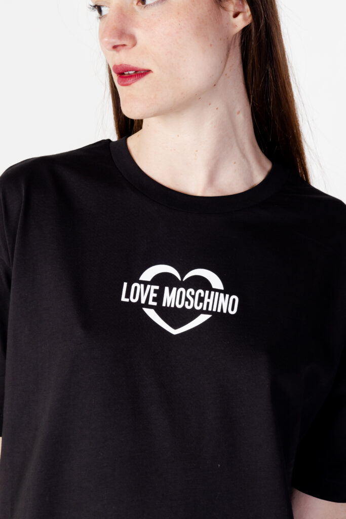 Vestito corto Love Moschino stampa logo cuore Nero