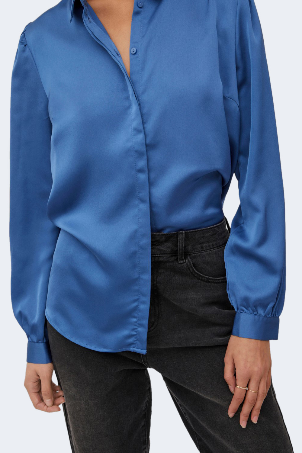 Camicia manica lunga Vila Clothes noos - viellette satin l/s shirt/su - noos Azzurro - Foto 4