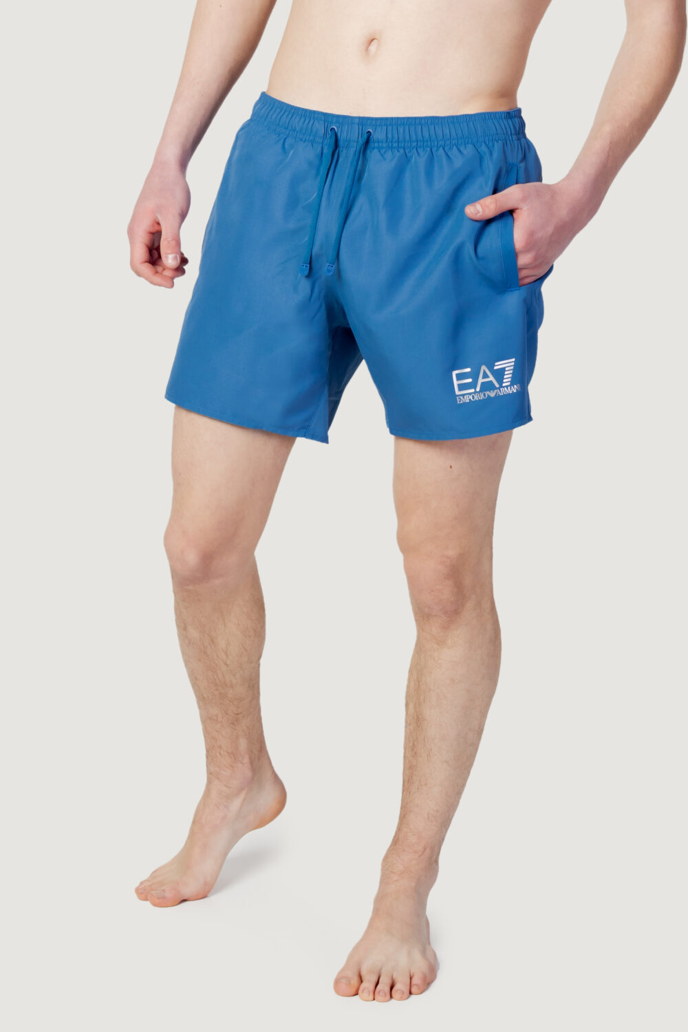 Costume da bagno EA7 tinta unita logo Azzurro - Foto 1