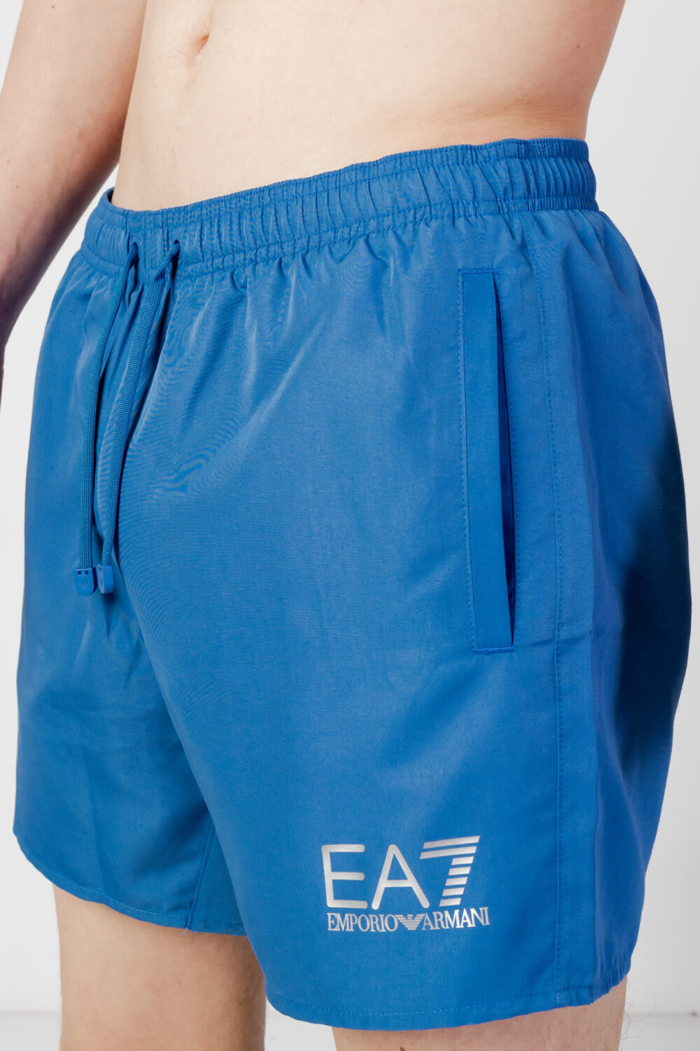 Costume da bagno EA7 tinta unita logo Azzurro - Foto 2