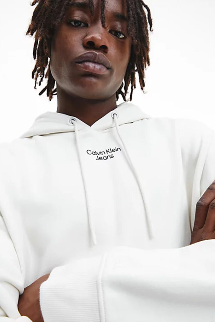 Felpa con cappuccio Calvin Klein Jeans stacked logo hoodie j30j320604 Latte