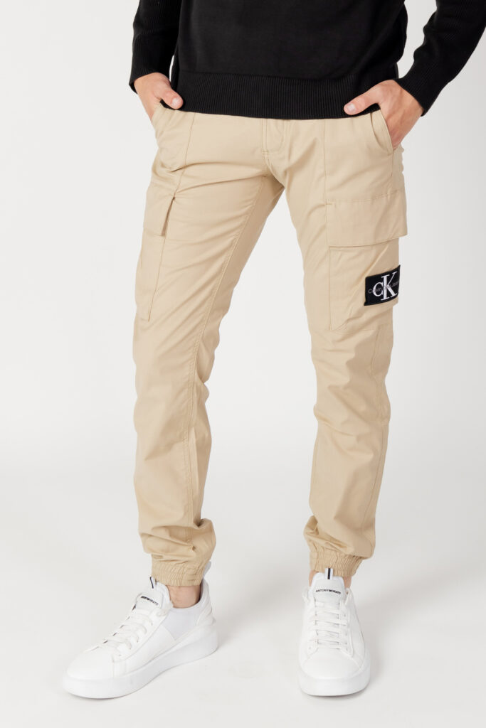 Pantaloni Calvin Klein Jeans skinny washed cargo Beige