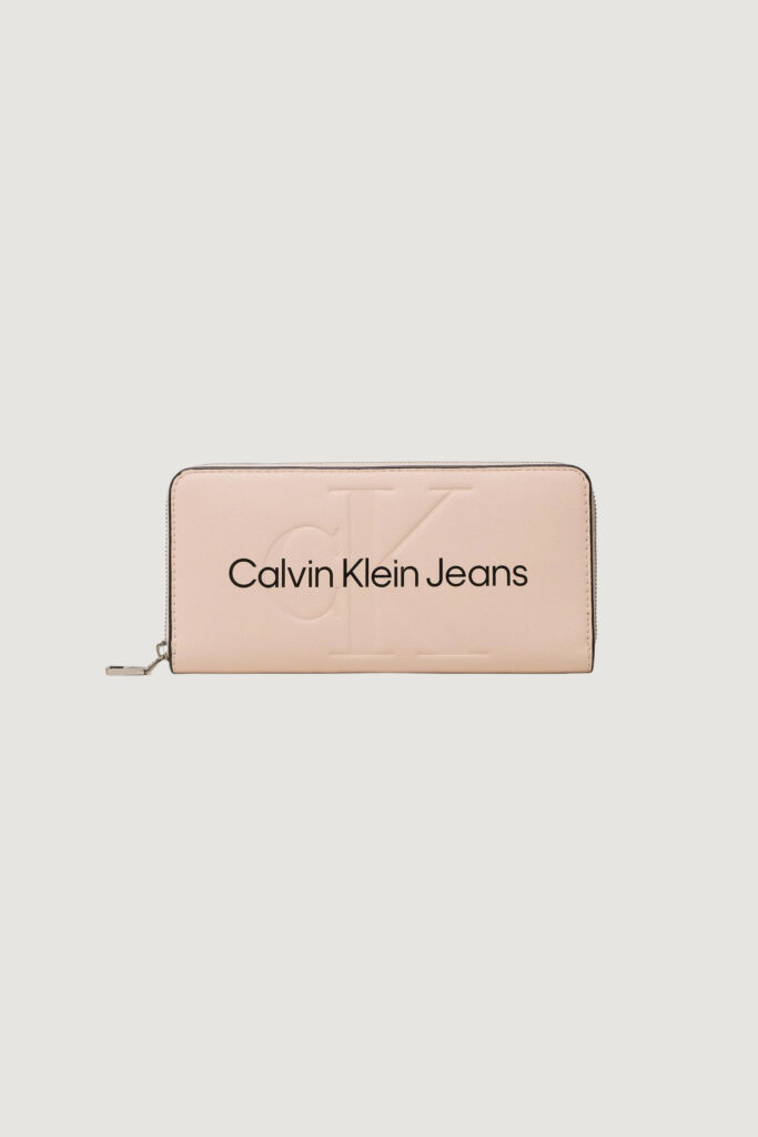 Portafoglio grande Calvin Klein Jeans zip around Rosa Cipria