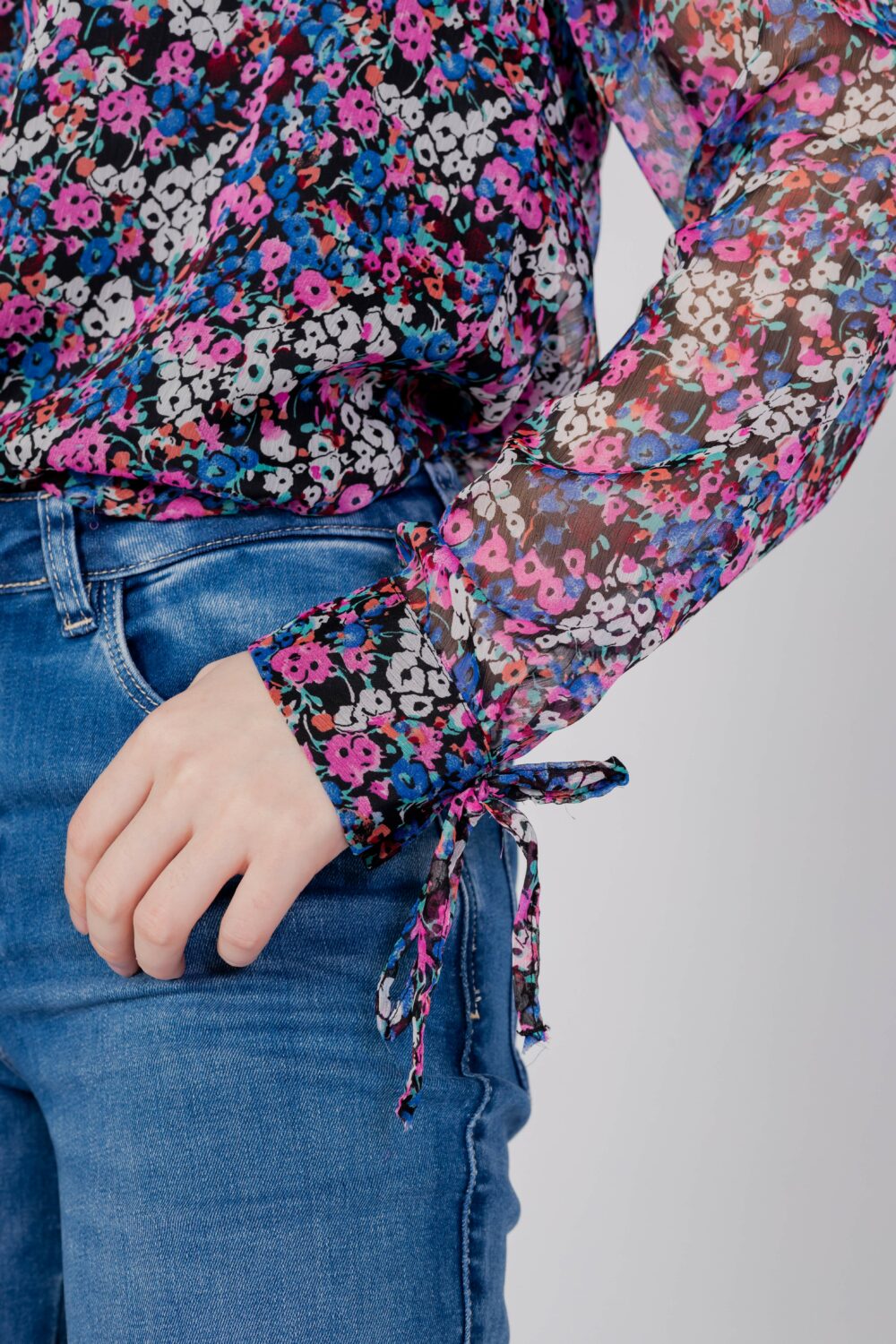 Bluse manica lunga Jacqueline de Yong jdysina l/s string top wvn Nero - Foto 4