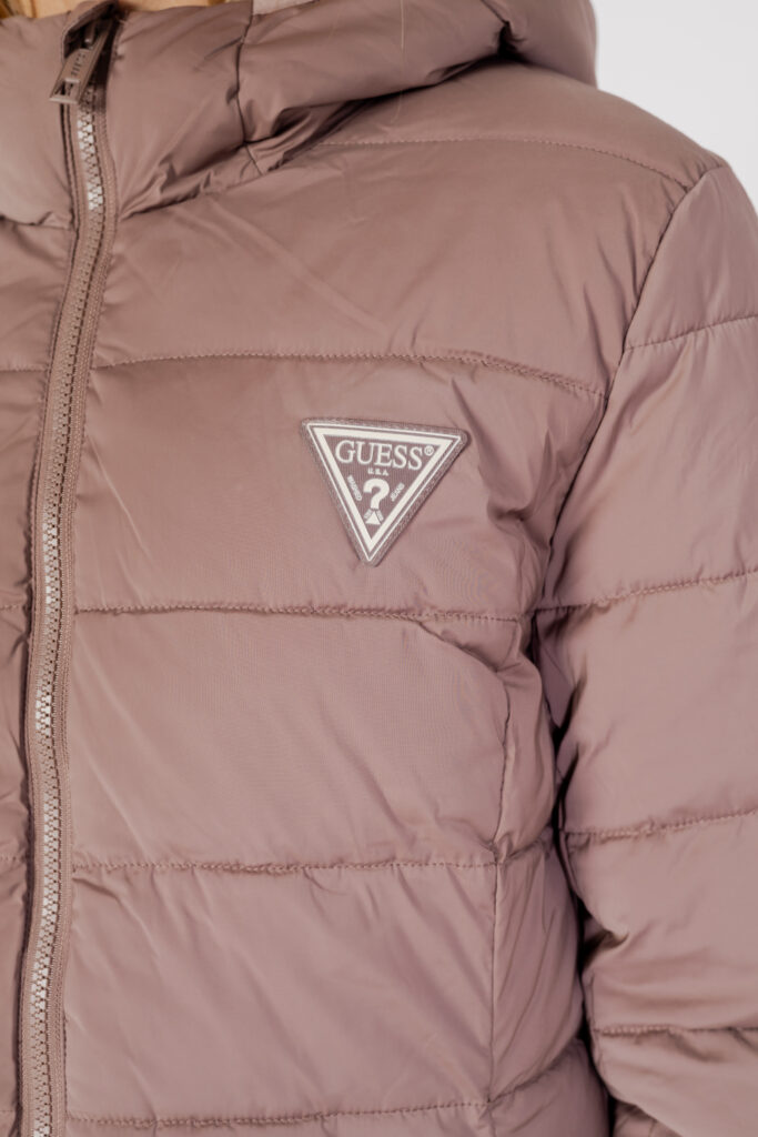 Piumino Guess Active aleta long puffer jacket Terra – Fango