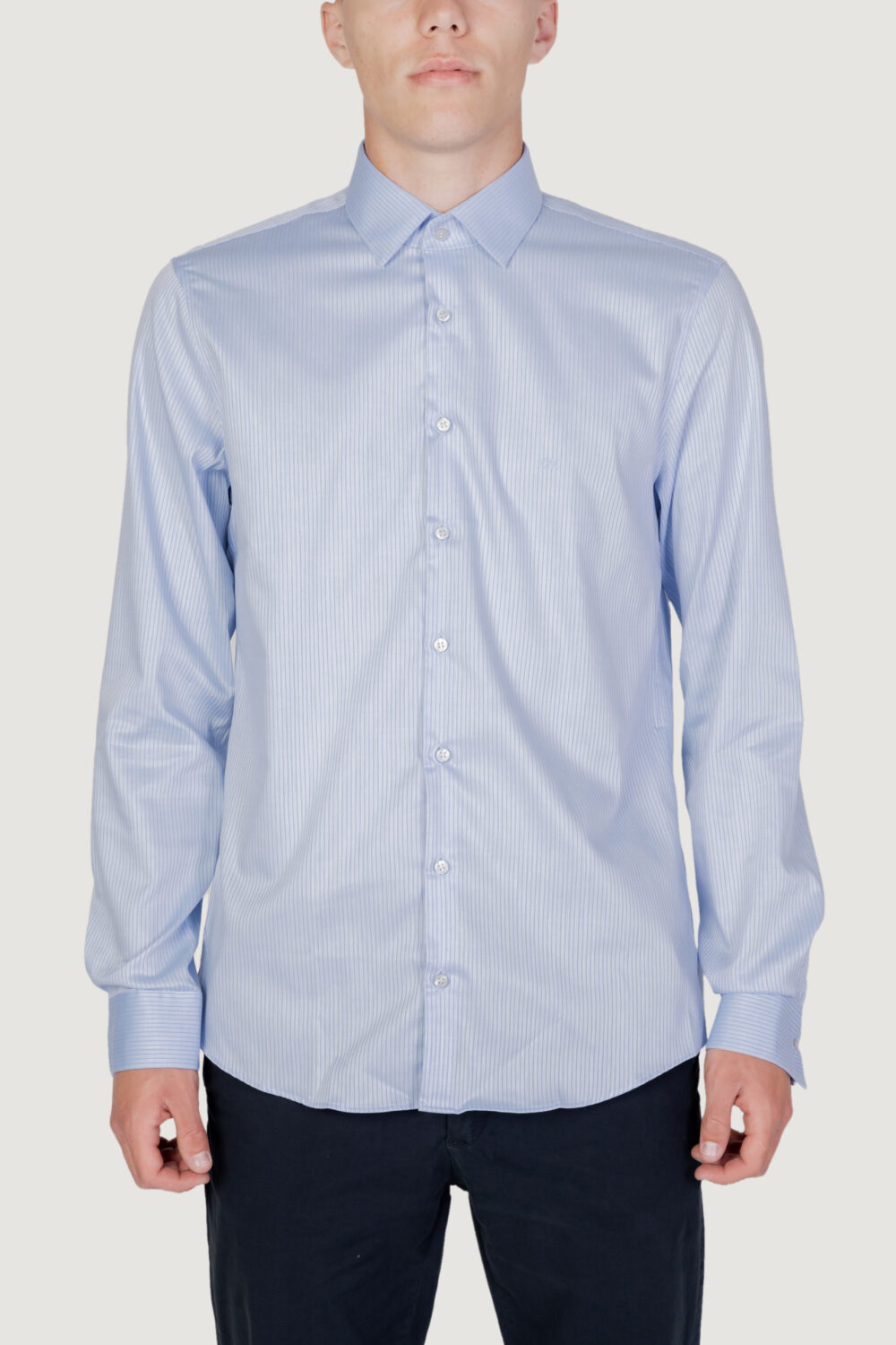Camicia manica lunga Calvin Klein stretch collar strip k10k1105490gy Blu Chiaro - Foto 6