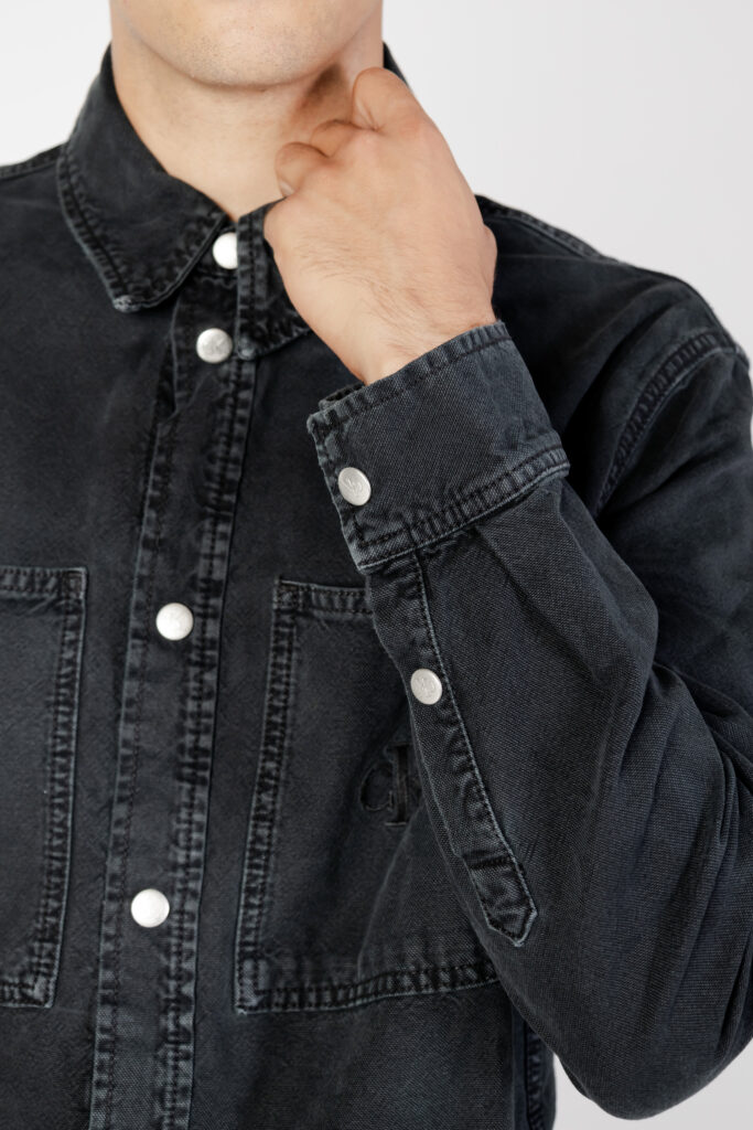 Camicia manica lunga Calvin Klein Jeans canvas relaxed linea Nero