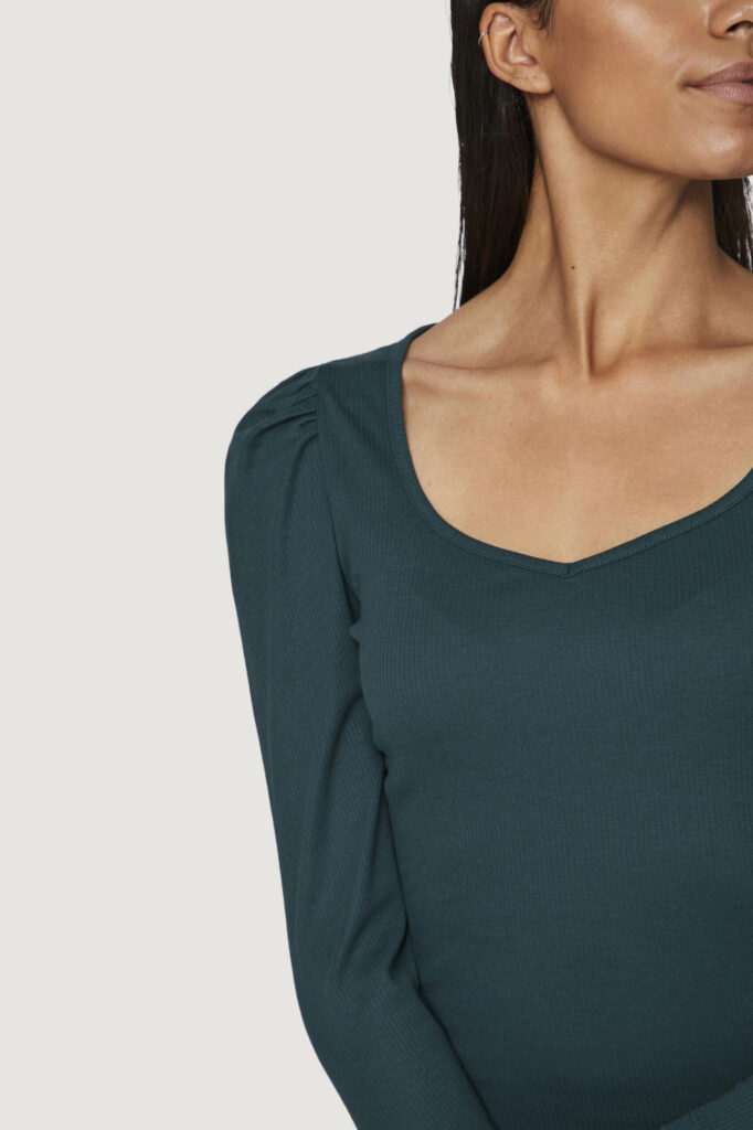 T-shirt manica lunga Vila Clothes vivils heart neck l/s top/r Verde