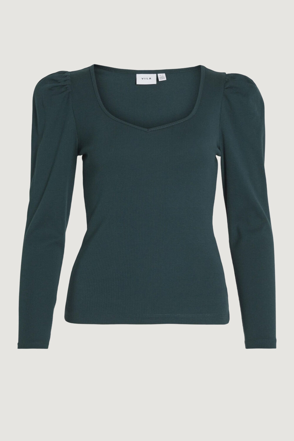 T-shirt manica lunga Vila Clothes vivils heart neck l/s top/r Verde - Foto 4