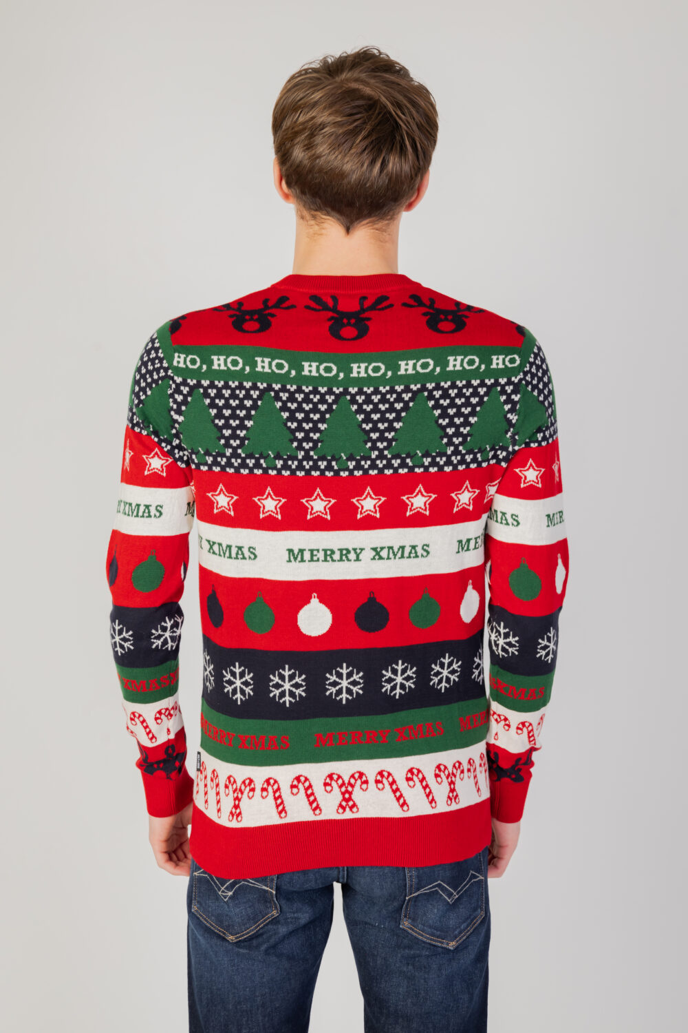 Maglia Only & Sons onsxmas reg 12 mix xmas jac crew knit Rosso - Foto 3