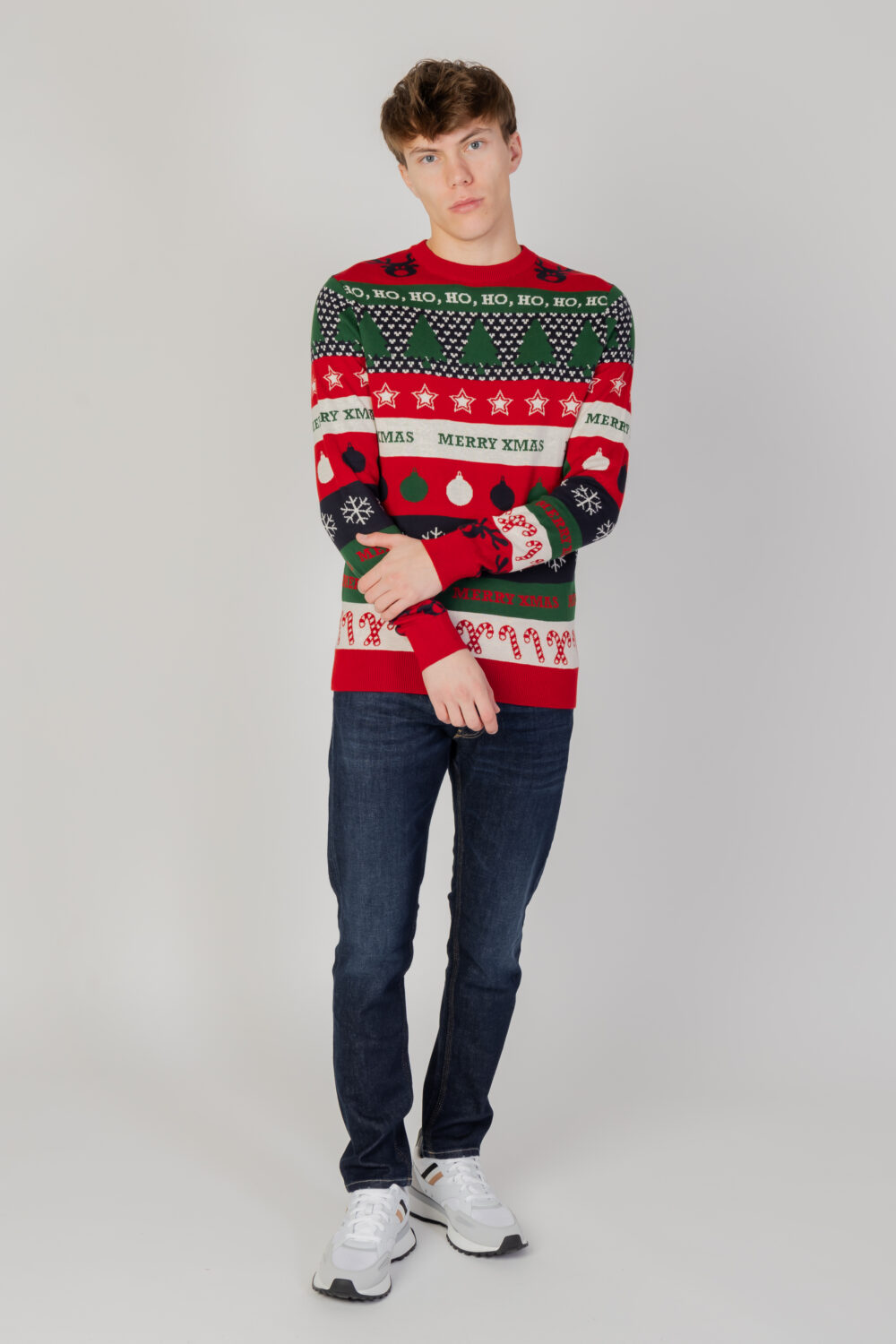 Maglia Only & Sons onsxmas reg 12 mix xmas jac crew knit Rosso - Foto 5