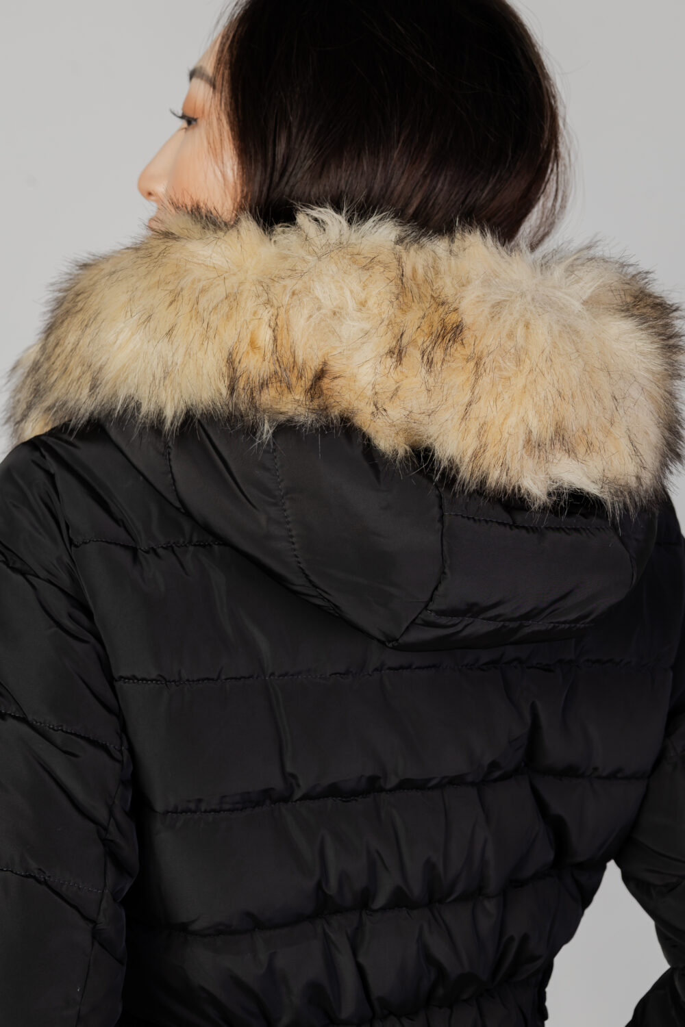 Piumino Only onlnewcamilla quilt fur hood coat cc otw Nero - Foto 4