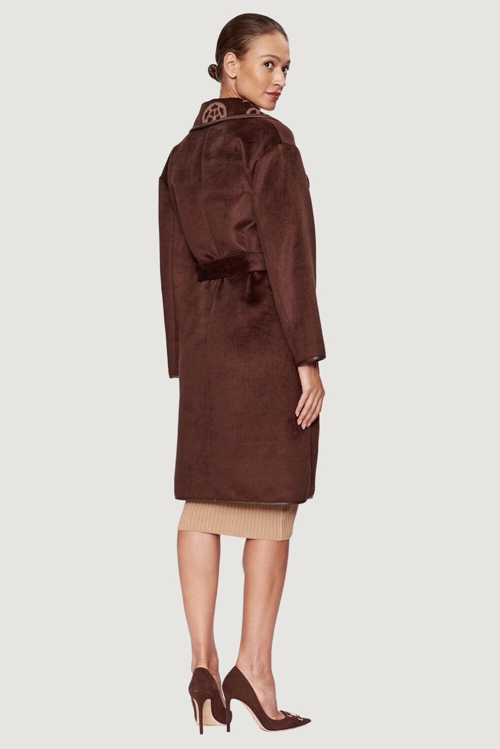 Cappotto Guess ludovica logo wrap coat Marrone - Foto 3