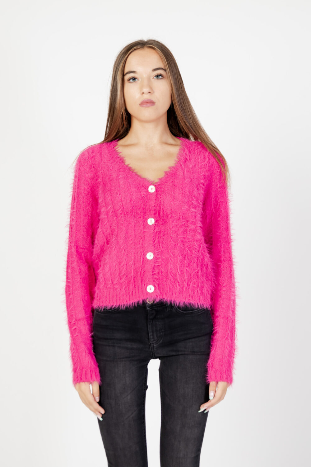 Cardigan Vero Moda vmlapoilu ls v-neck boo rep Fuxia - Foto 6