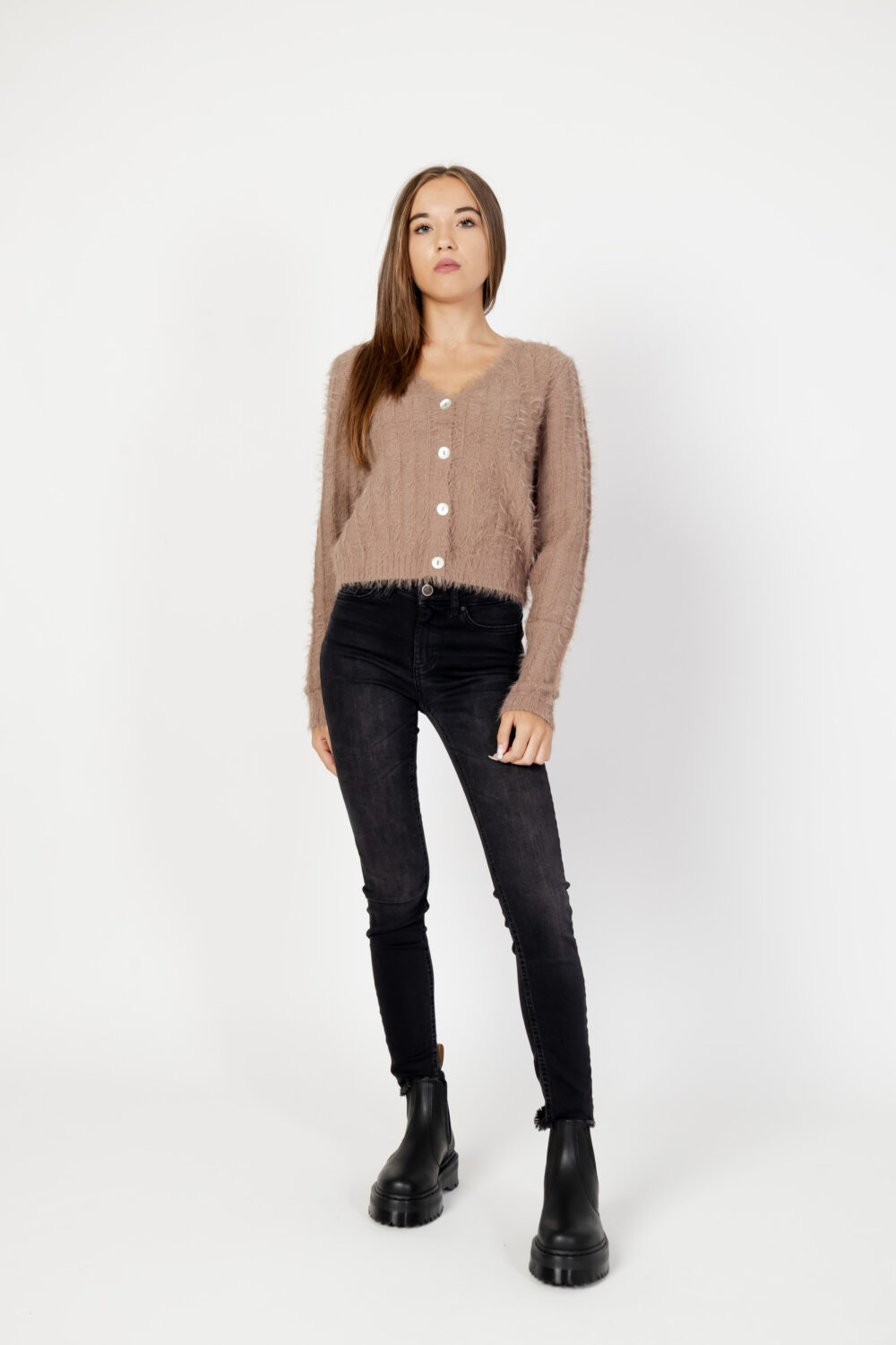 Cardigan Vero Moda vmlapoilu ls v-neck boo rep Marrone - Foto 5