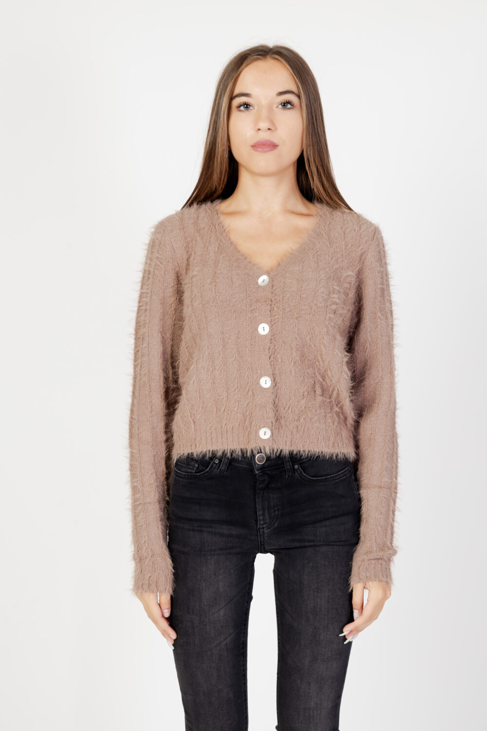 Cardigan Vero Moda vmlapoilu ls v-neck boo rep Marrone - Foto 6