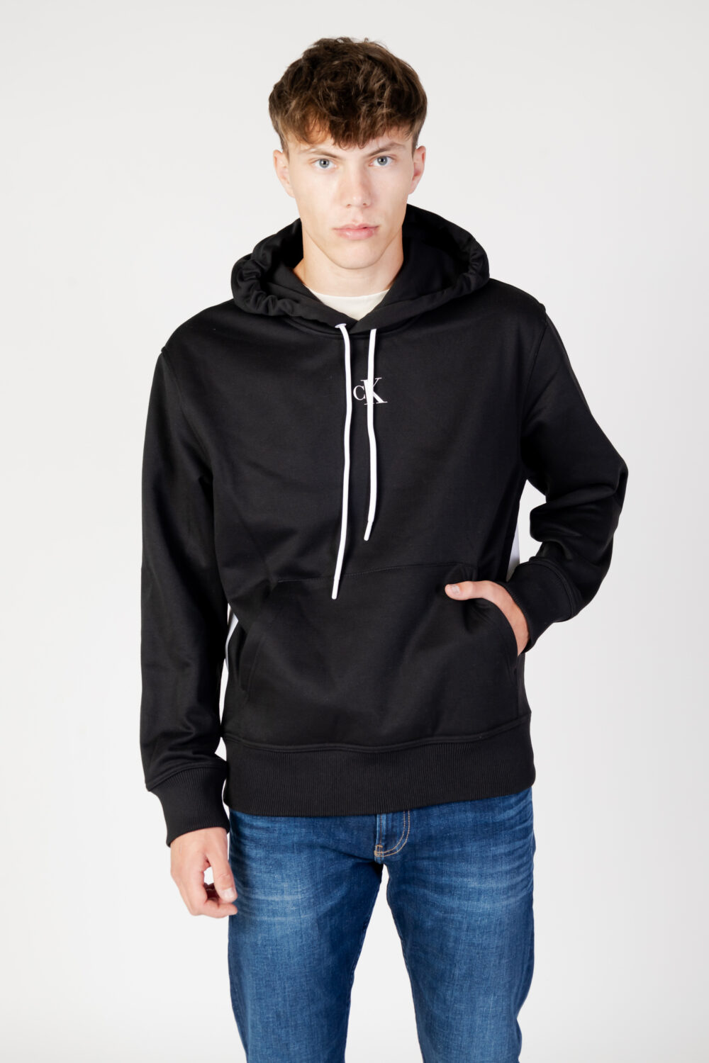 Felpa con cappuccio Calvin Klein Jeans blocking hoodie Nero - Foto 1