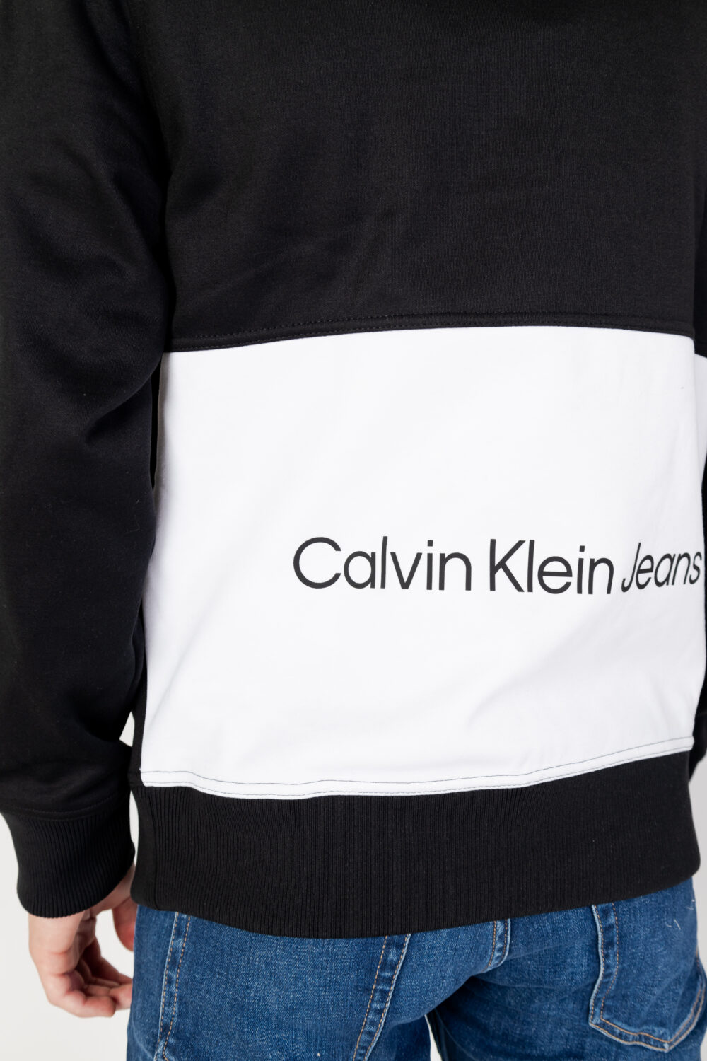 Felpa con cappuccio Calvin Klein Jeans blocking hoodie Nero - Foto 4