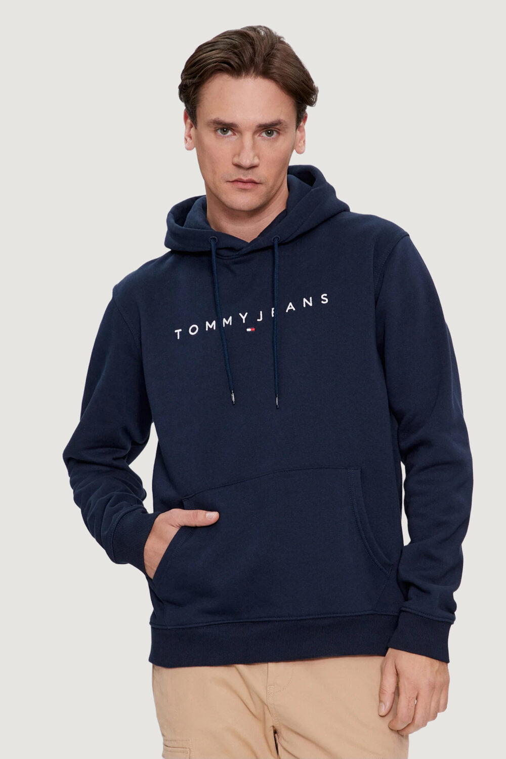 Felpa con cappuccio Tommy Hilfiger Jeans reg linear logo Blu - Foto 1