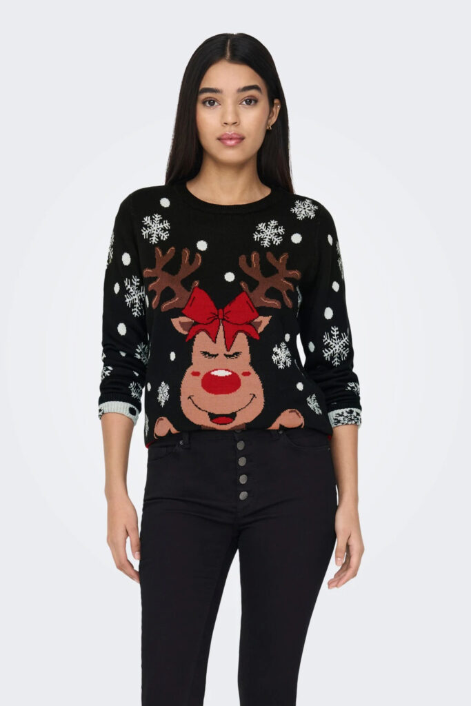 Maglione Jacqueline de Yong jdylucia l/s x-mas jacquard pullover knt Nero