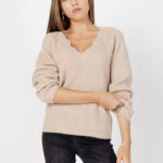 Maglione Vila Clothes vicutie l/s rev glitter knit top/pb Beige chiaro - Foto 1