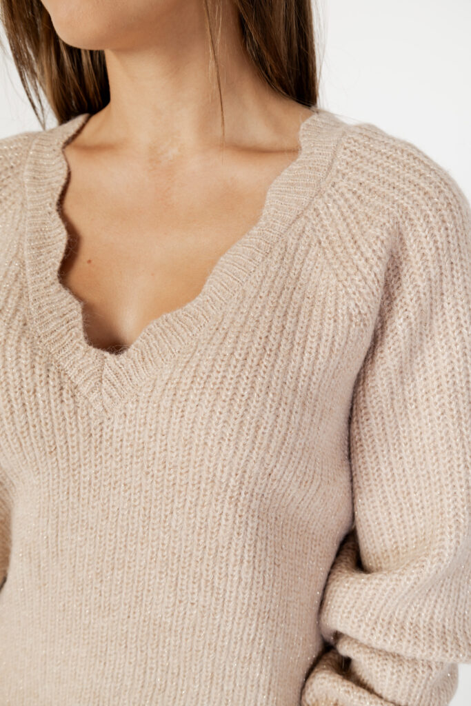 Maglione Vila Clothes vicutie l/s rev glitter knit top/pb Beige chiaro