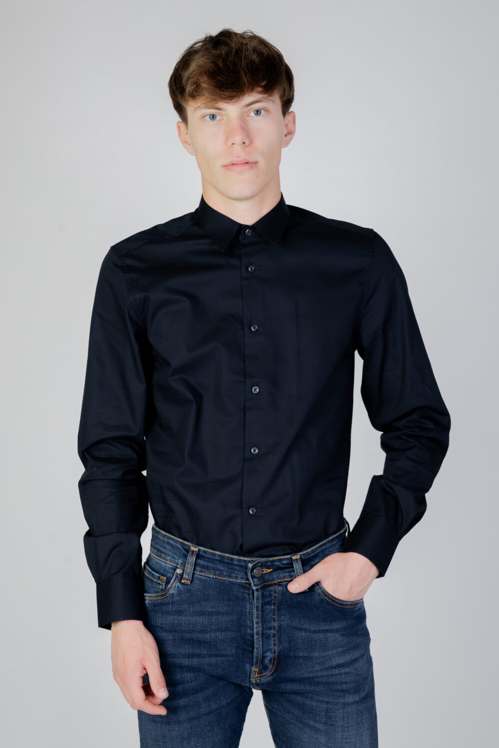 Camicia manica lunga Antony Morato napoli slim fit in tessuto Blu - Foto 1