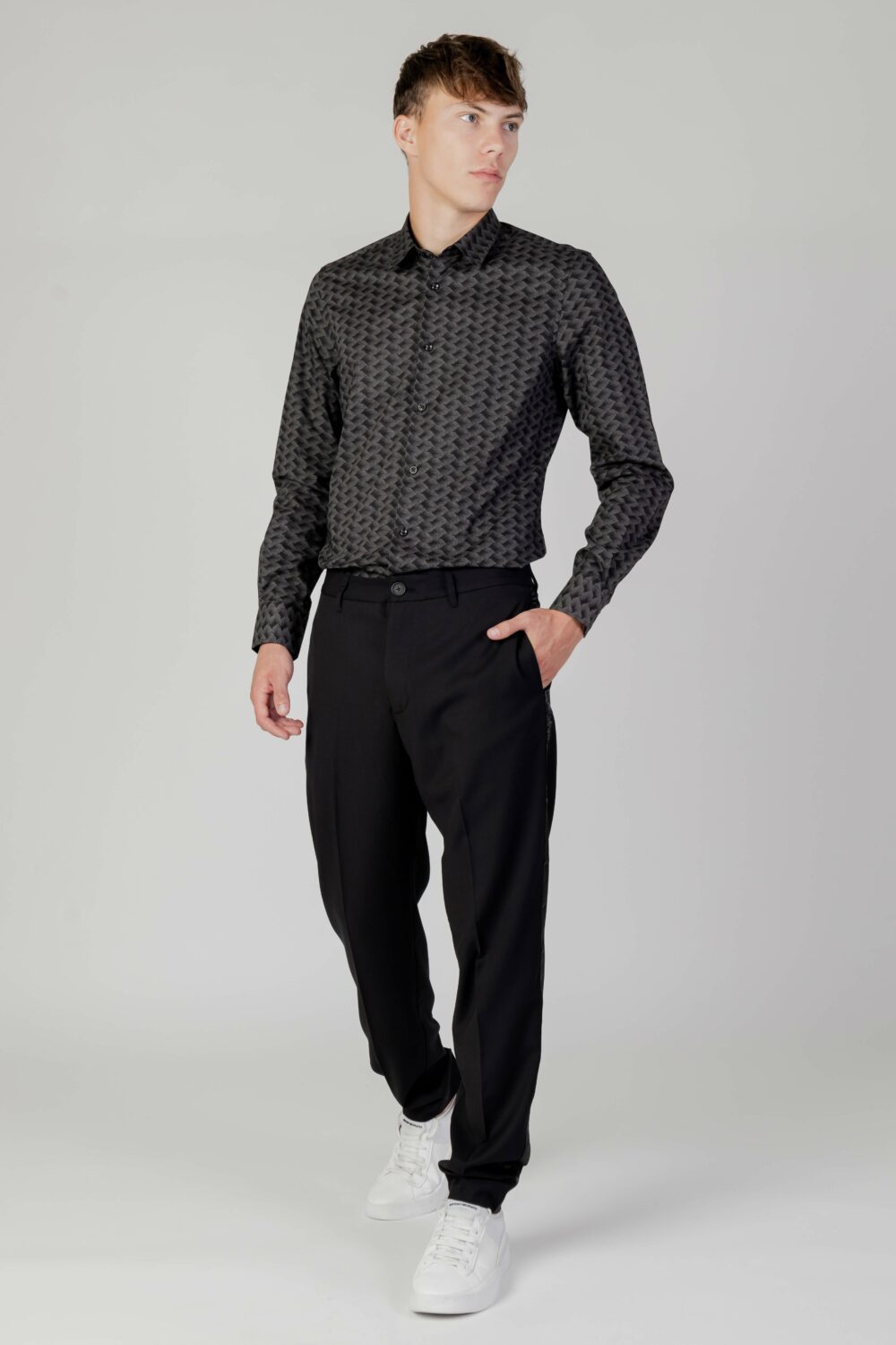 Camicia manica lunga Antony Morato napoli slim fit in tessuto Grigio - Foto 3